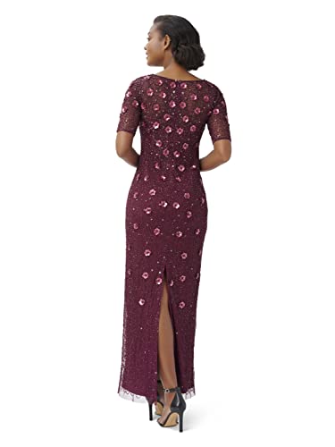 Adrianna Papell Women's Beaded Long 3D Floral Dress