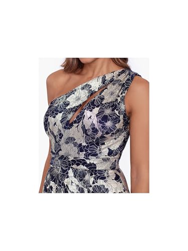 Betsy & Adam Metallic One-Shoulder Gown