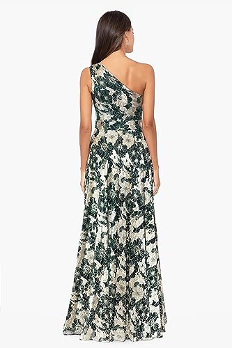 Betsy & Adam Metallic One-Shoulder Gown