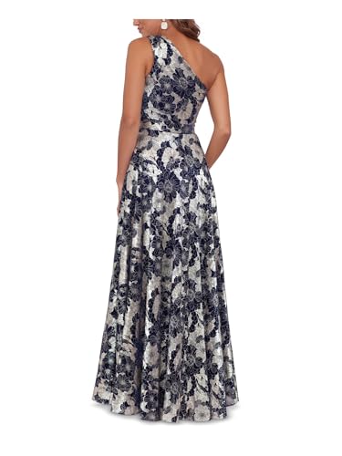 Betsy & Adam Metallic One-Shoulder Gown