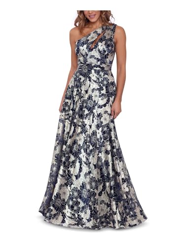 Betsy & Adam Metallic One-Shoulder Gown
