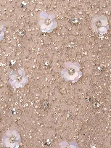 Adrianna Papell Women's Beaded Long 3D Floral Dress