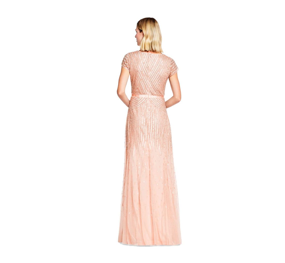 Adrianna Papell Beaded V-Neck Gown