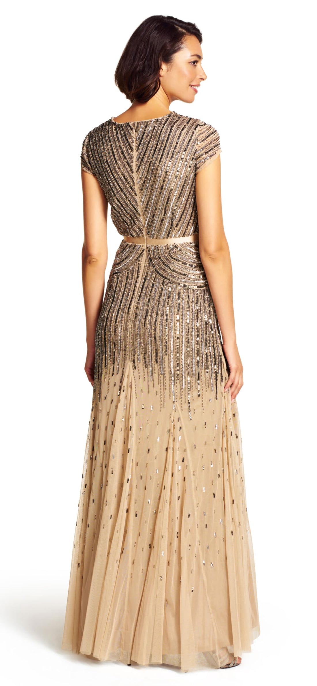 Adrianna Papell Beaded V-Neck Gown