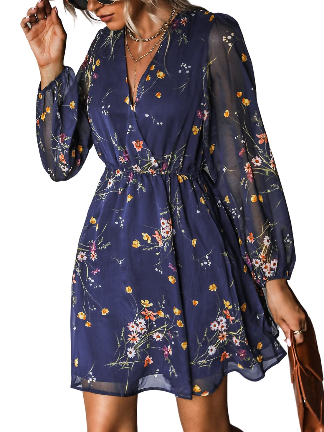 CUPSHE Women's Flowy V-Neck Mini Dress