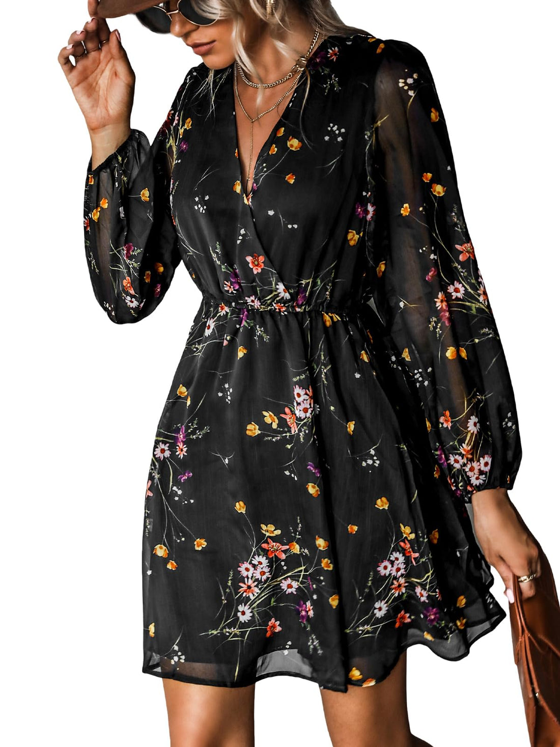 CUPSHE Women's Flowy V-Neck Mini Dress
