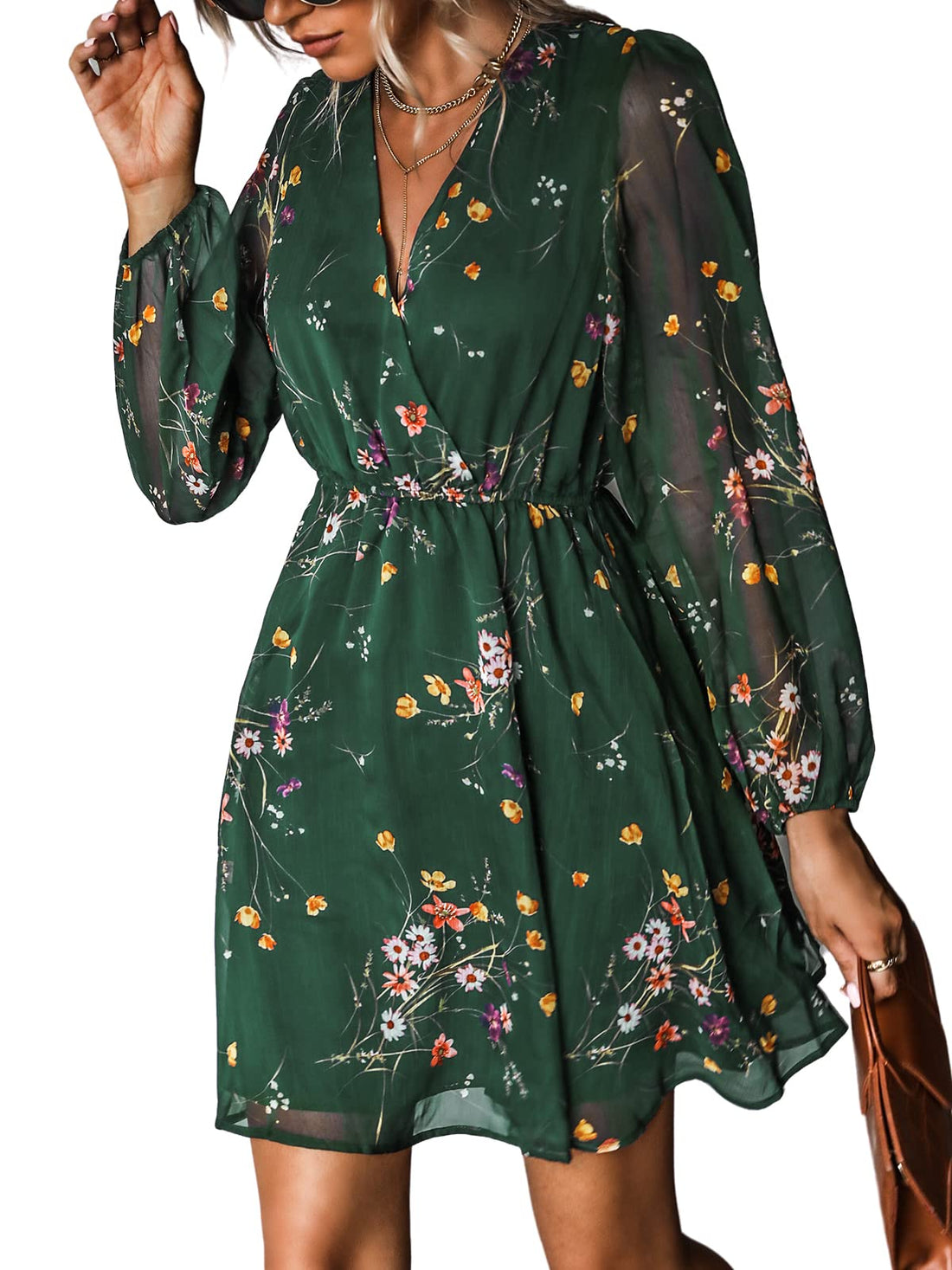 CUPSHE Women's Flowy V-Neck Mini Dress