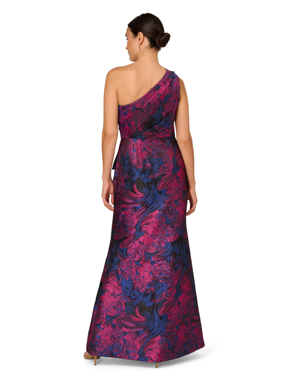 Adrianna Papell Women's One Shoulder Jacquard Gown