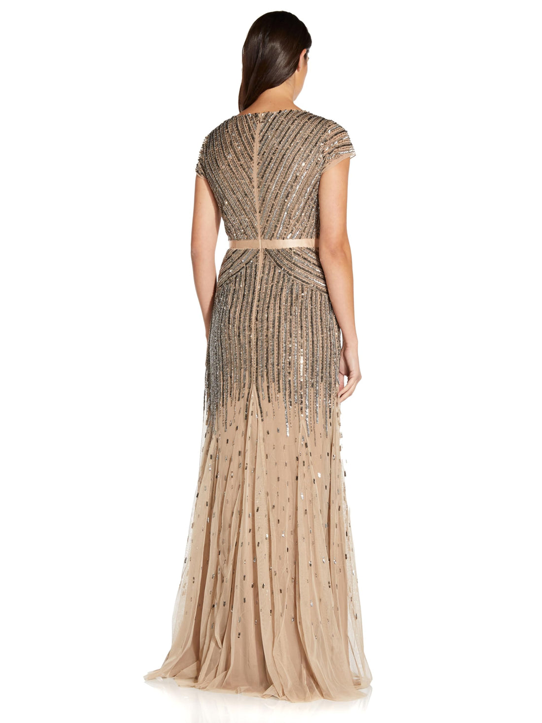 Adrianna Papell Beaded V-Neck Gown