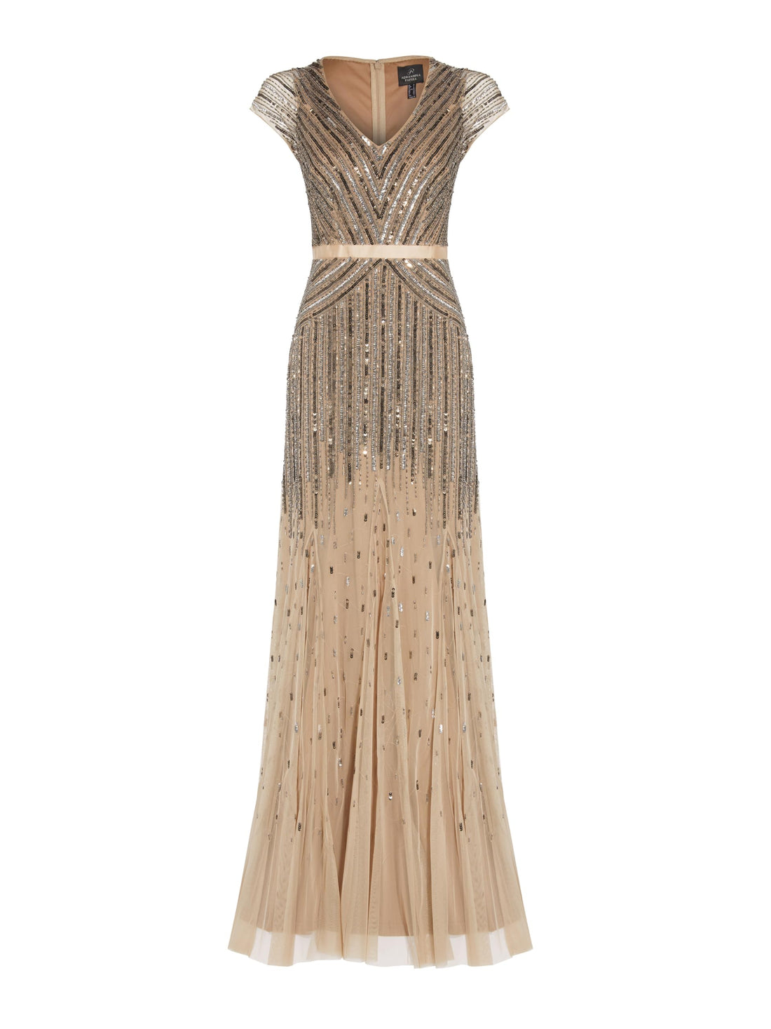 Adrianna Papell Beaded V-Neck Gown