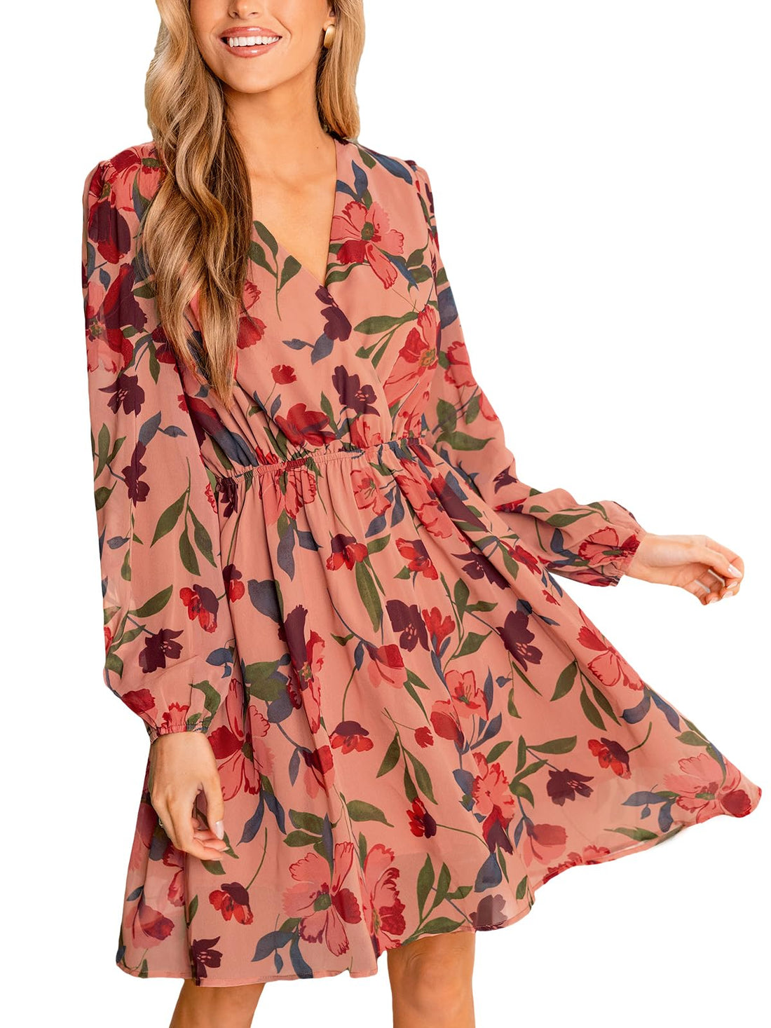 CUPSHE Women's Flowy V-Neck Mini Dress