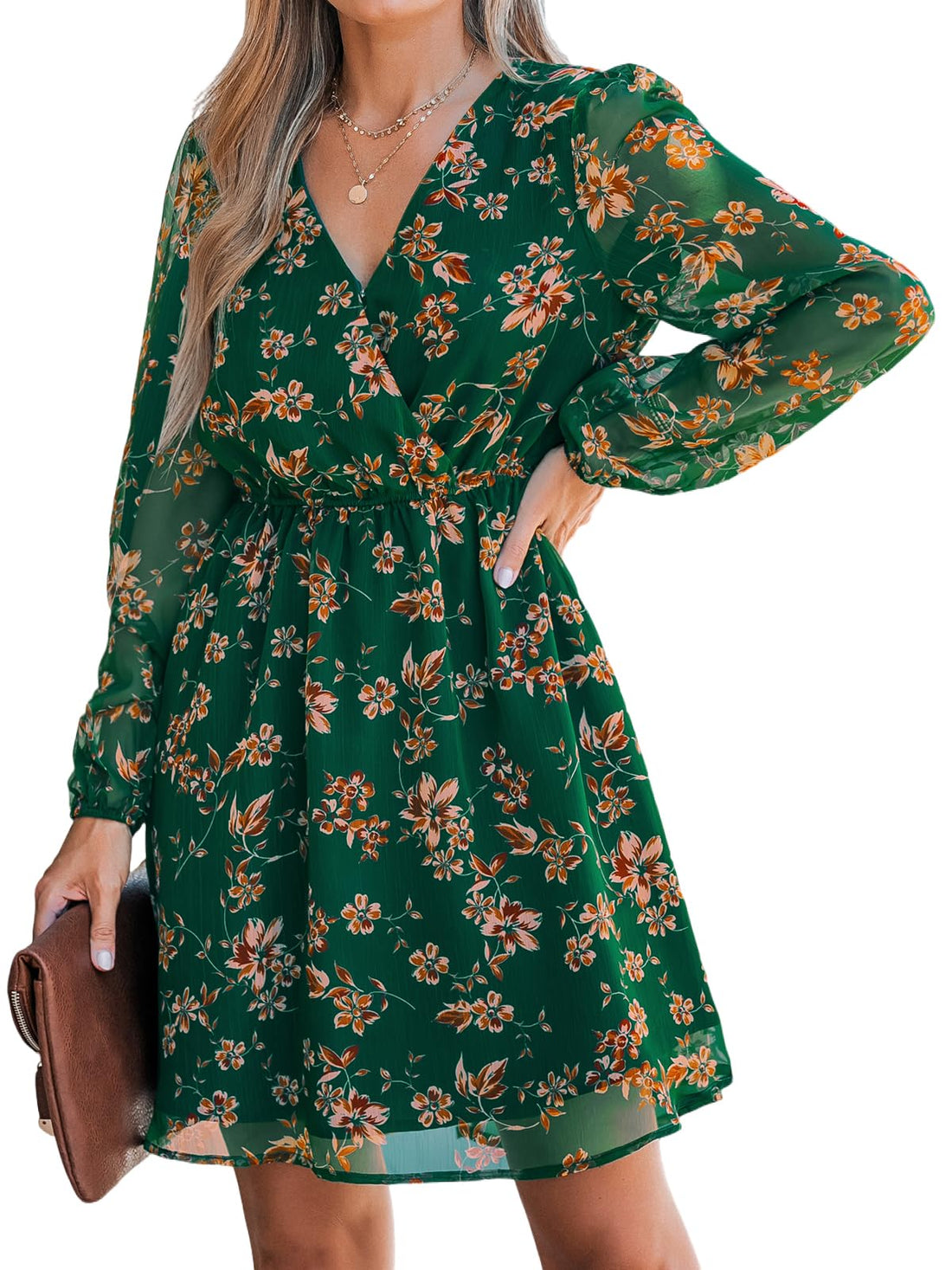 CUPSHE Women's Flowy V-Neck Mini Dress