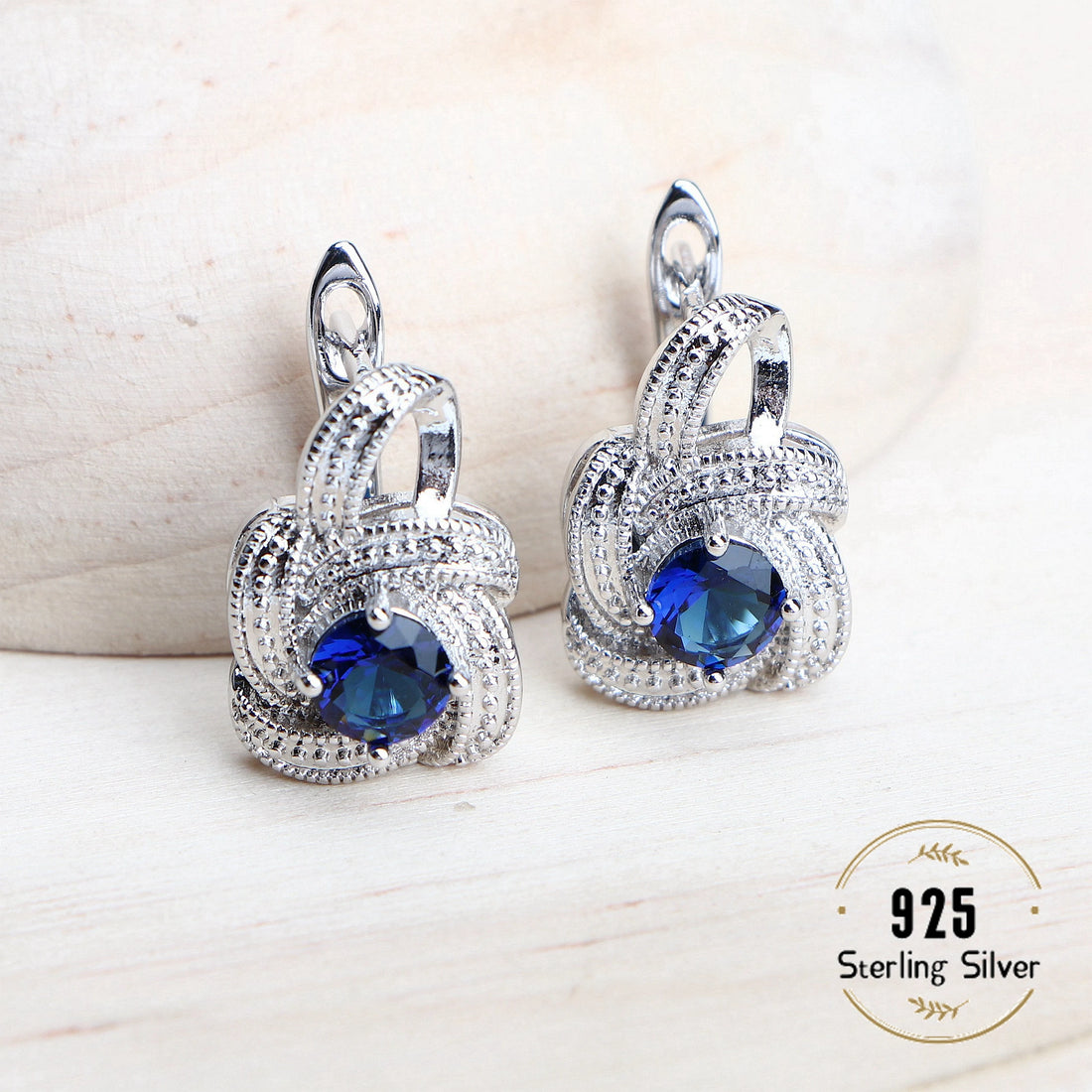 Blue Zirconia 925 Sterling Silver Bridal Jewelry Set
