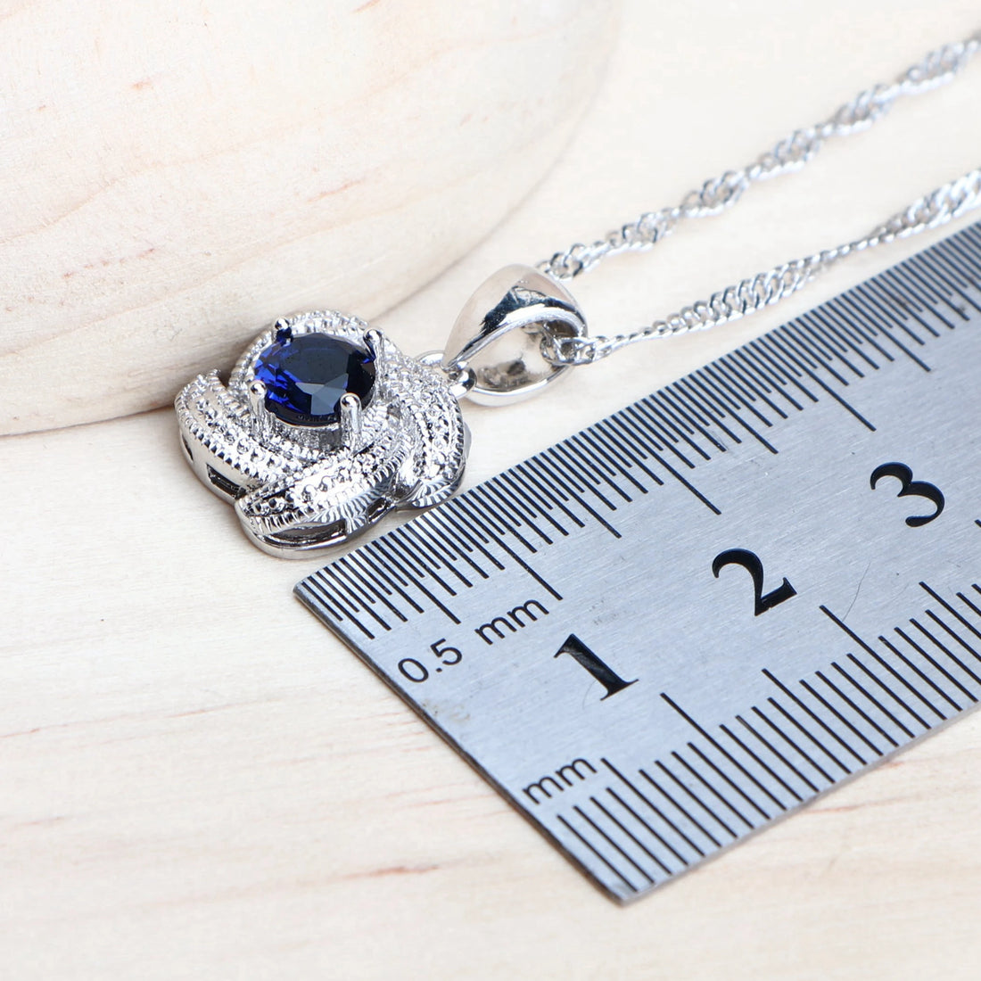 Blue Zirconia 925 Sterling Silver Bridal Jewelry Set