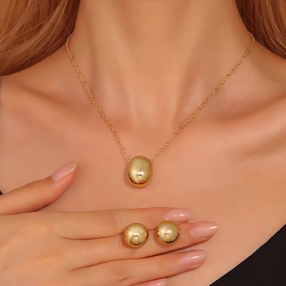 3 Pcs Heart Shaped Jewelry Set - Earrings, Pendant & Necklace for Women