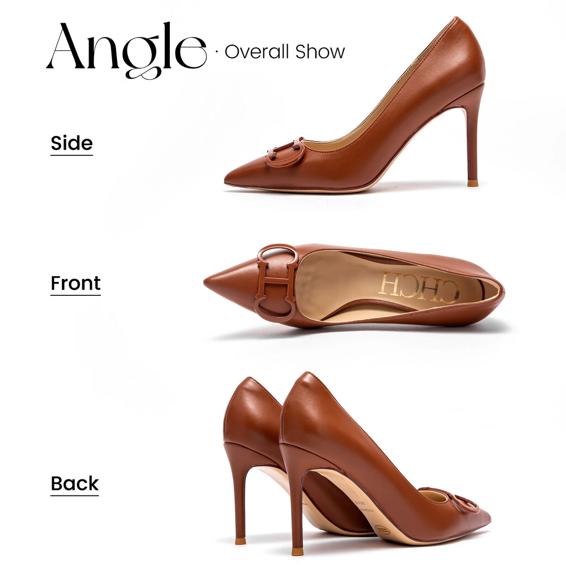 CHCH Women's 9cm High Heel Pumps with Metal Buckle