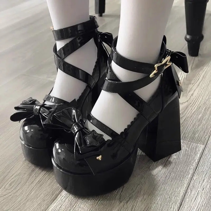 Lolita Style Butterfly Knot High Heel Mary Jane Pumps