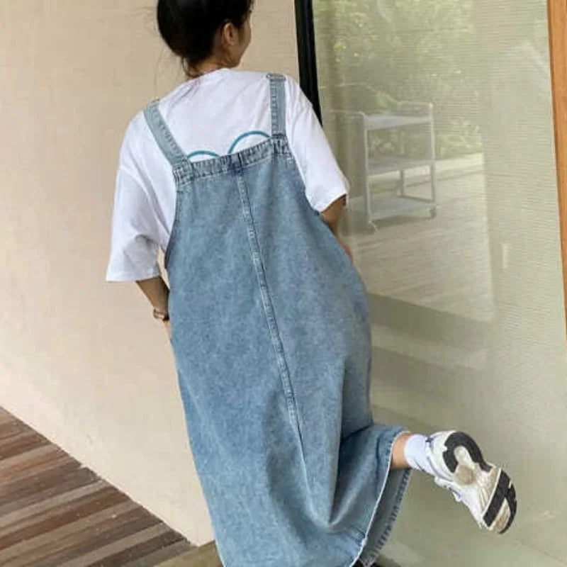 Spring Summer Denim Spaghetti Strap Dress