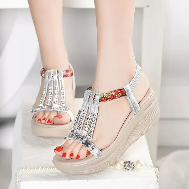 MCDV Rhinestone Wedge Sandals for Women
