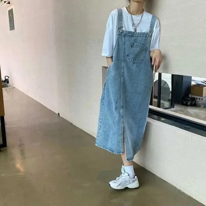Spring Summer Denim Spaghetti Strap Dress