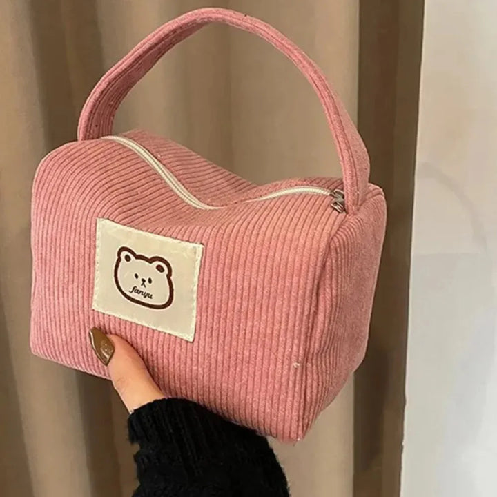Plush Cosmetic Bag for Women – Trendy Large Capacity Handbag