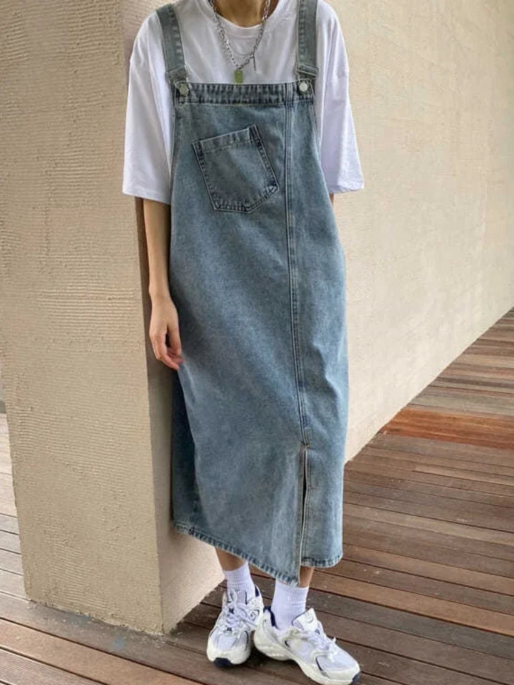 Spring Summer Denim Spaghetti Strap Dress