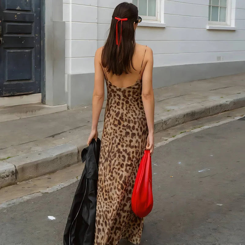 Sexy Leopard Print Knee-Length Dress for Women