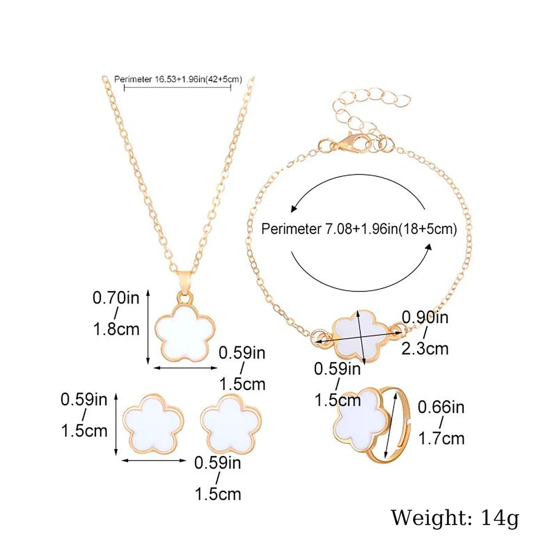 Lucky Clover Jewelry Set – 4 Pieces for Women