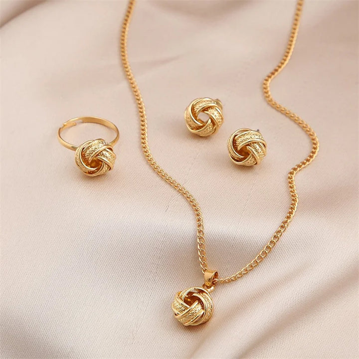 3-Piece Round Pearl Jewelry Set with Earring & Necklace for Women