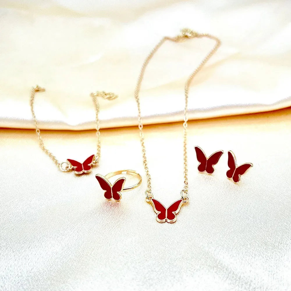 4Pcs Butterfly Pearl Jewelry Set for Women