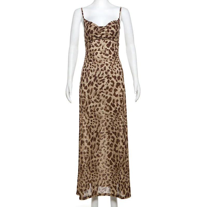Sexy Leopard Print Knee-Length Dress for Women