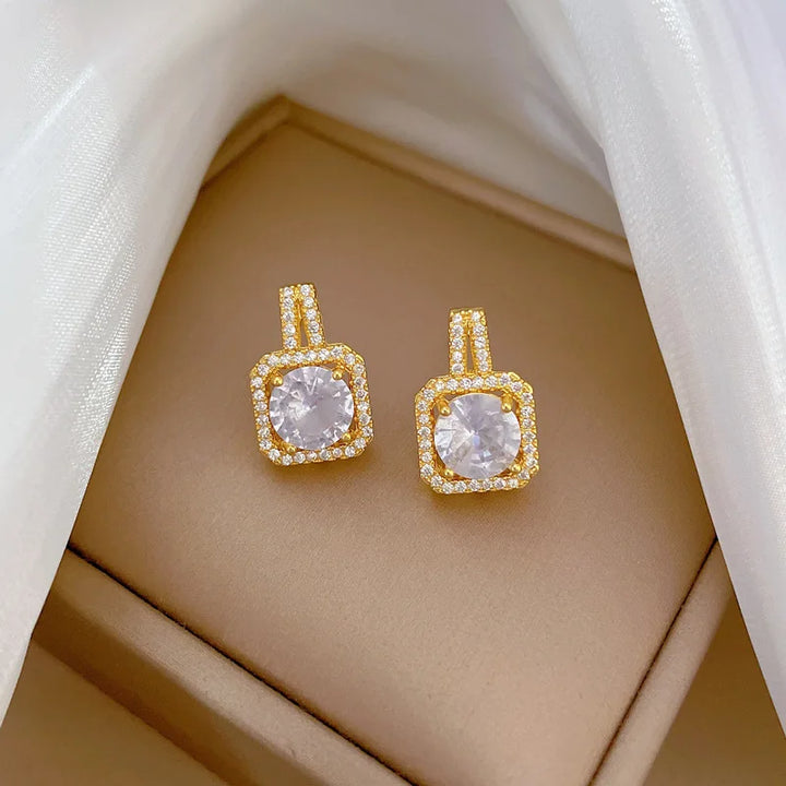 Luxury Square Zircon Necklace, Earrings & Ring Set