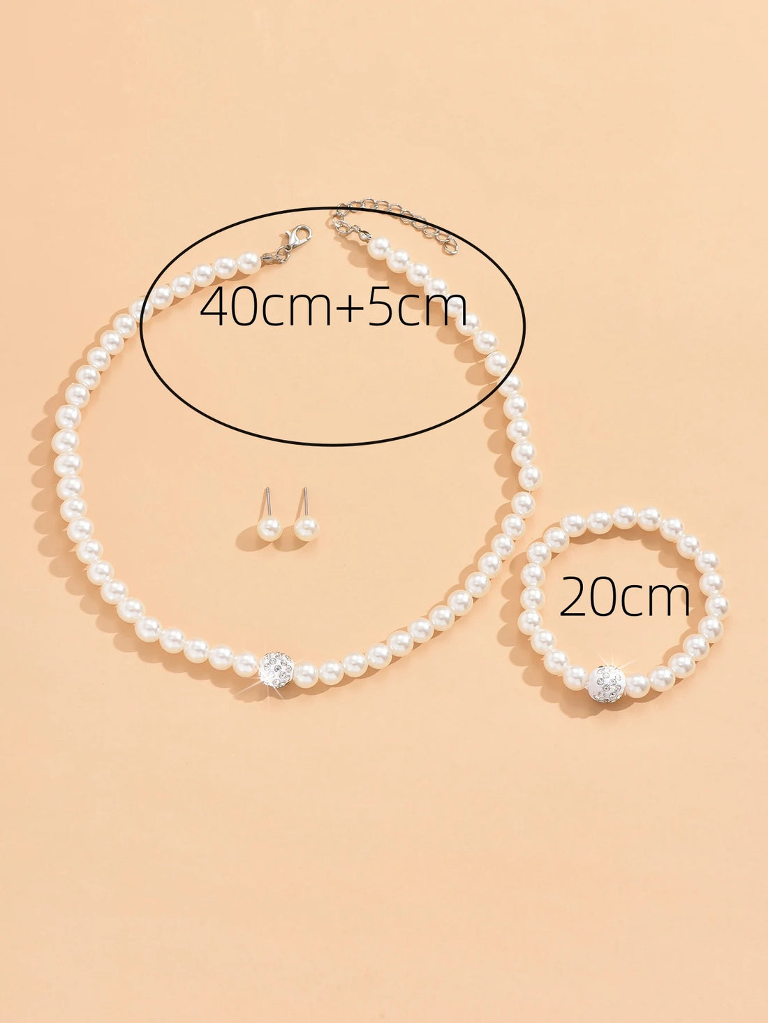 4PCS Women's Pearl Jewelry Set - Necklace, Bracelet, Earrings