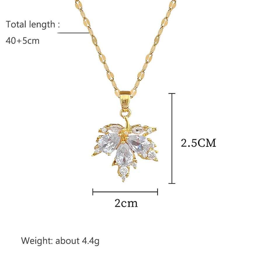 ZAKOL Luxury Zircon Maple Leaf Jewelry Set for Women