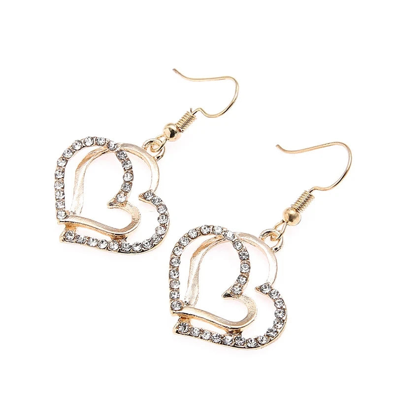 3 Pcs Heart Shaped Jewelry Set - Earrings, Pendant & Necklace for Women