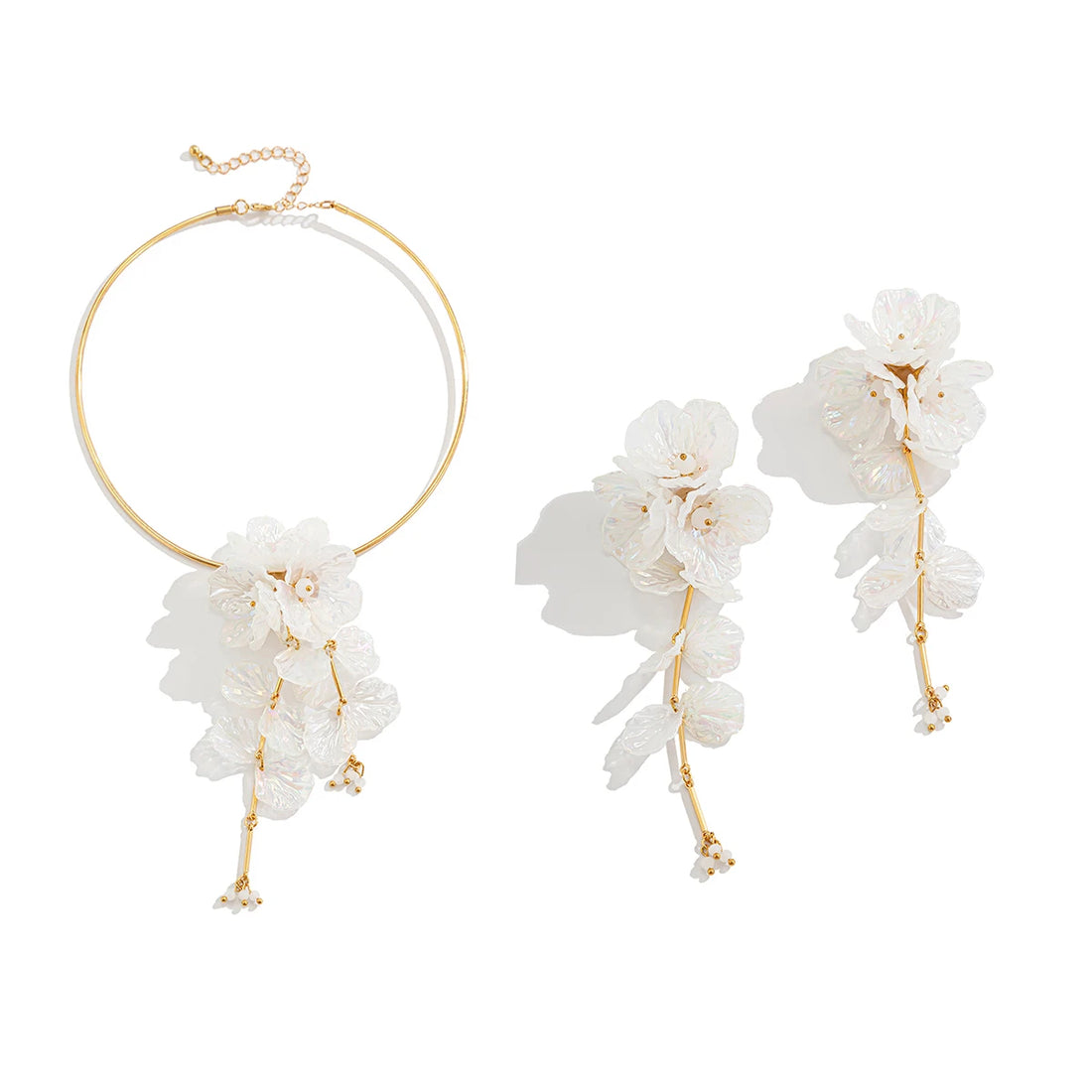 Ingemark Punk Bridal Necklace & Flower Drop Earrings Set