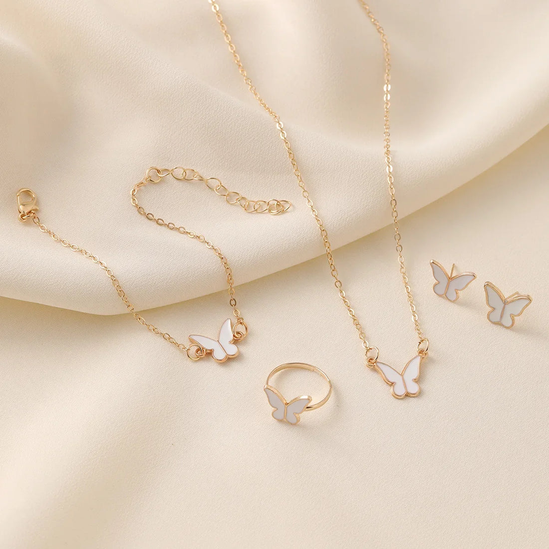 4Pcs Butterfly Pearl Jewelry Set for Women