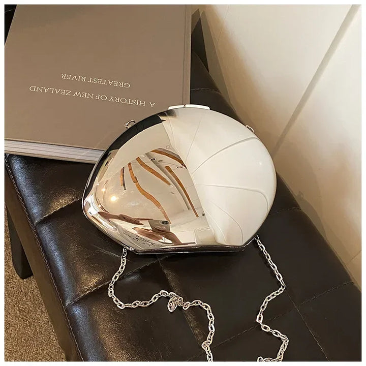 Acrylic Shell Shape Clutch Bag - Gold & Silver Evening Purse