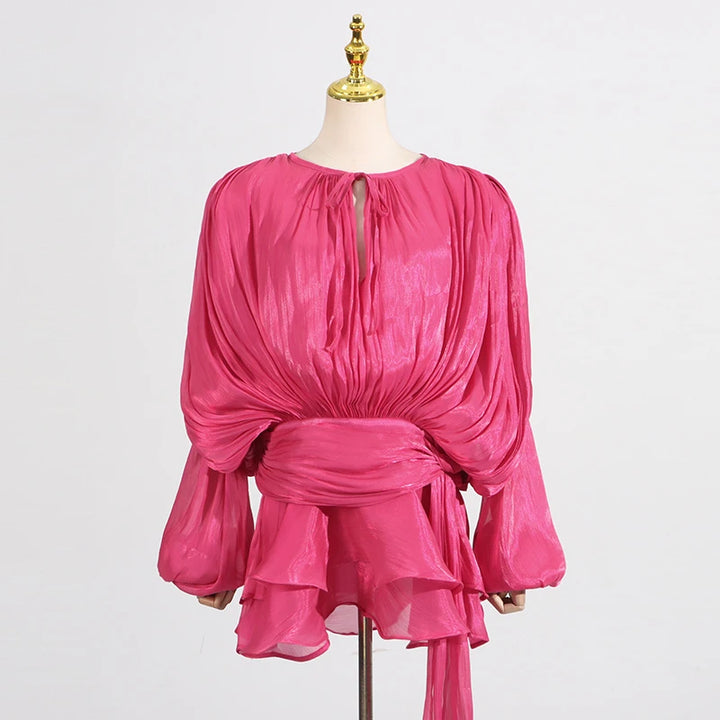 VGH Chic Spliced Lace-Up Loose Sexy Mini Dress for Women