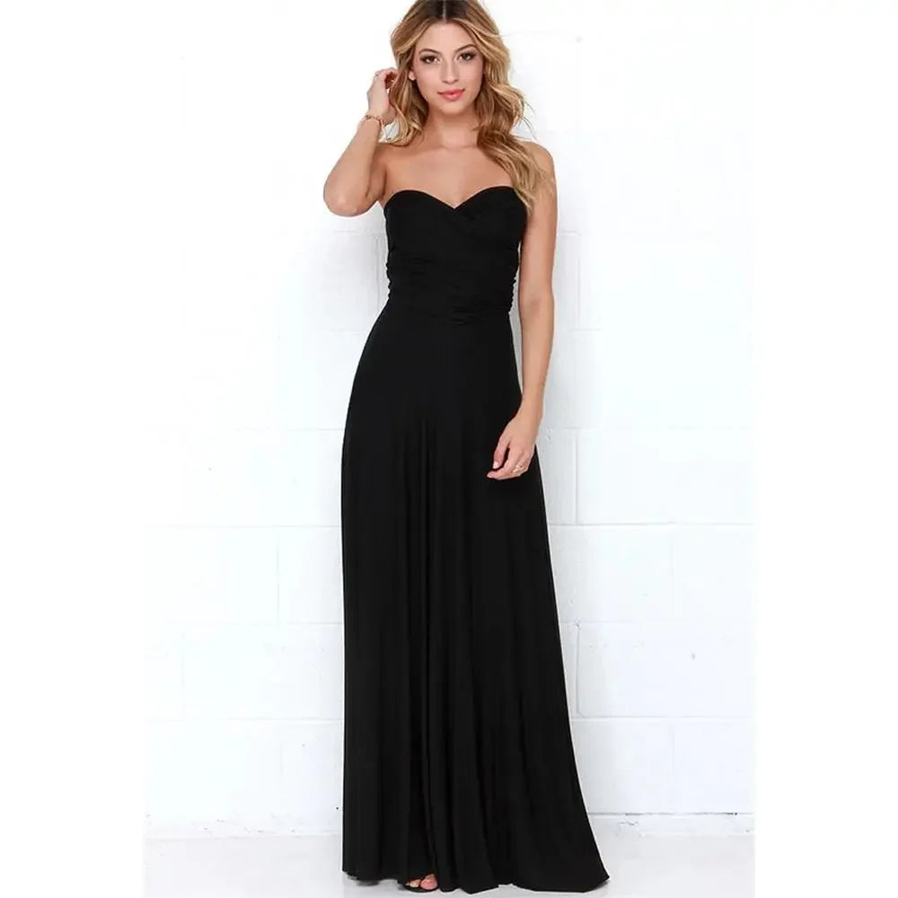 Sexy Women Multiway Wrap Convertible Boho Maxi Club Red Dress
