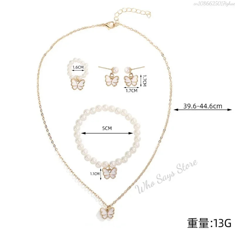 4Pcs Butterfly Pearl Jewelry Set for Women