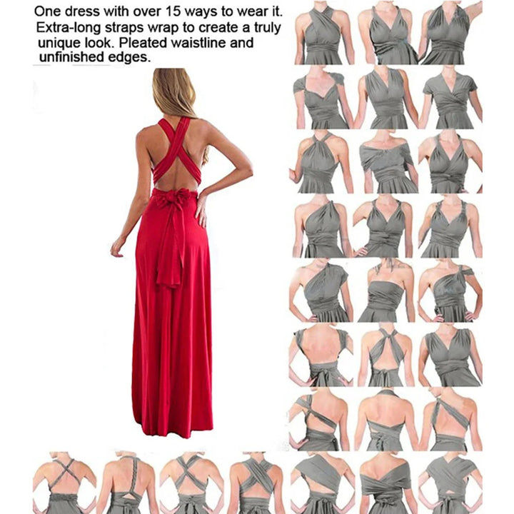 Sexy Women Multiway Wrap Convertible Boho Maxi Club Red Dress