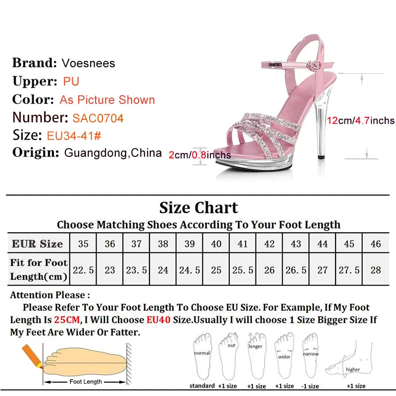 Silver Stiletto High Heels Sandals – 12CM Elegant Wedding Shoes