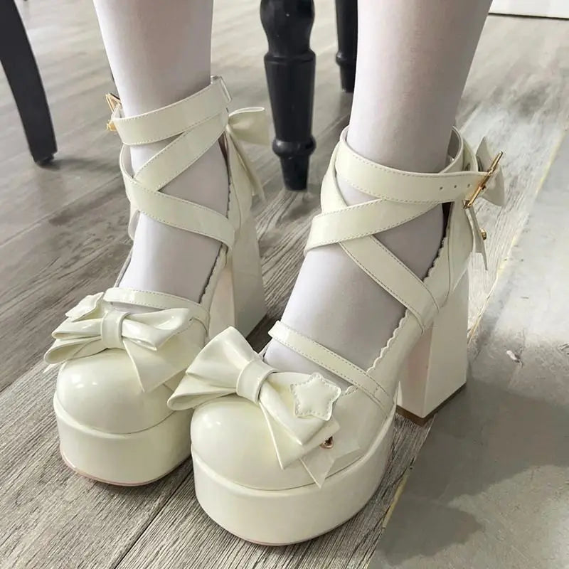 Lolita Style Butterfly Knot High Heel Mary Jane Pumps