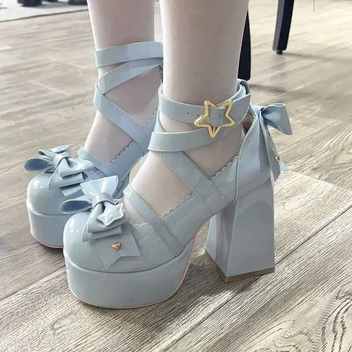 Lolita Style Butterfly Knot High Heel Mary Jane Pumps