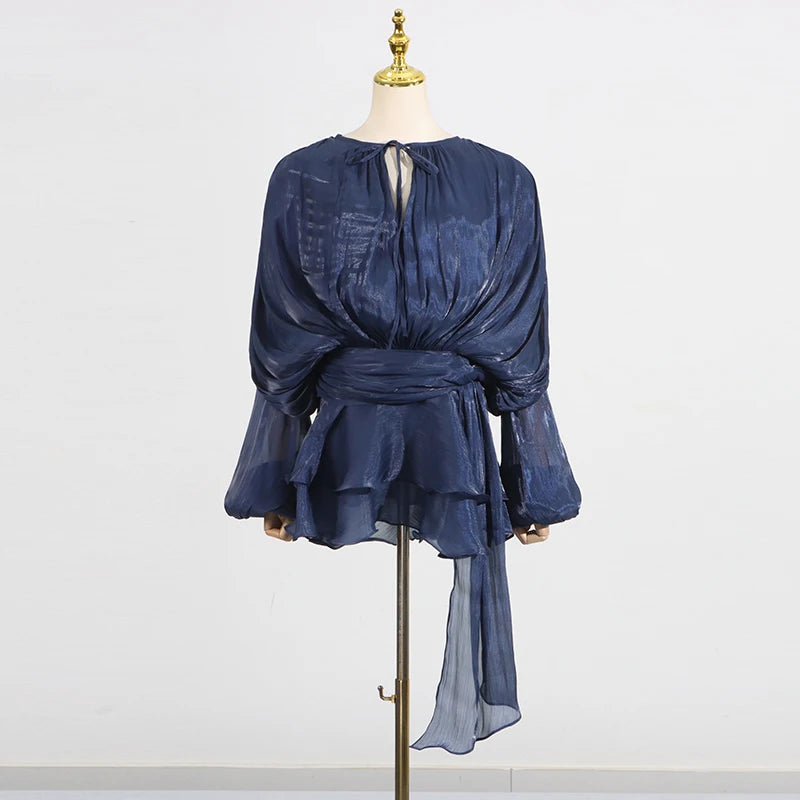 VGH Chic Spliced Lace-Up Loose Sexy Mini Dress for Women