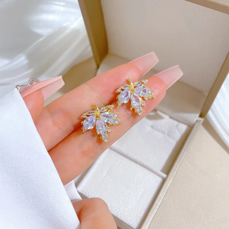 ZAKOL Luxury Zircon Maple Leaf Jewelry Set for Women