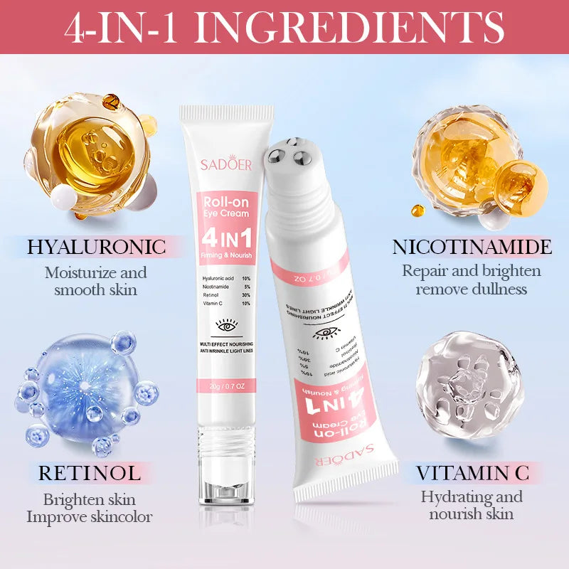 SADOER 4in1 Roll-On Eye Cream | Anti-Dark Circles & Eye Bags