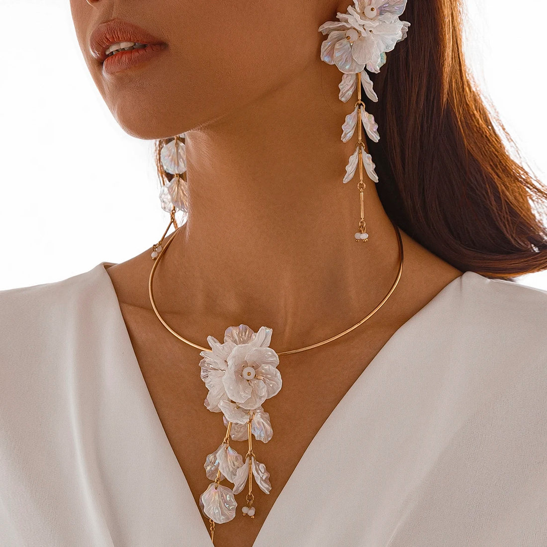 Ingemark Punk Bridal Necklace & Flower Drop Earrings Set