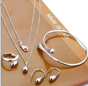 3 Pcs Heart Shaped Jewelry Set - Earrings, Pendant & Necklace for Women
